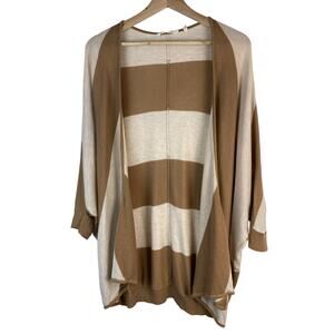 Soft Surroundings Women's XL Tan Beige Striped Open Cardigan Sweater